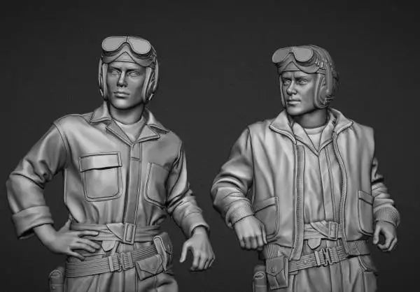 1/35 WWII US Tankers, 2 Figures, Resin Model Figure Kit, Unassembled and Unpainted