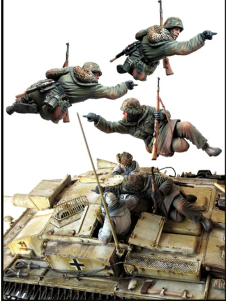 1/35 Modern Desert Tank, 5 Figures, Resin Model Diorama Kit, Unassembled and Unpainted