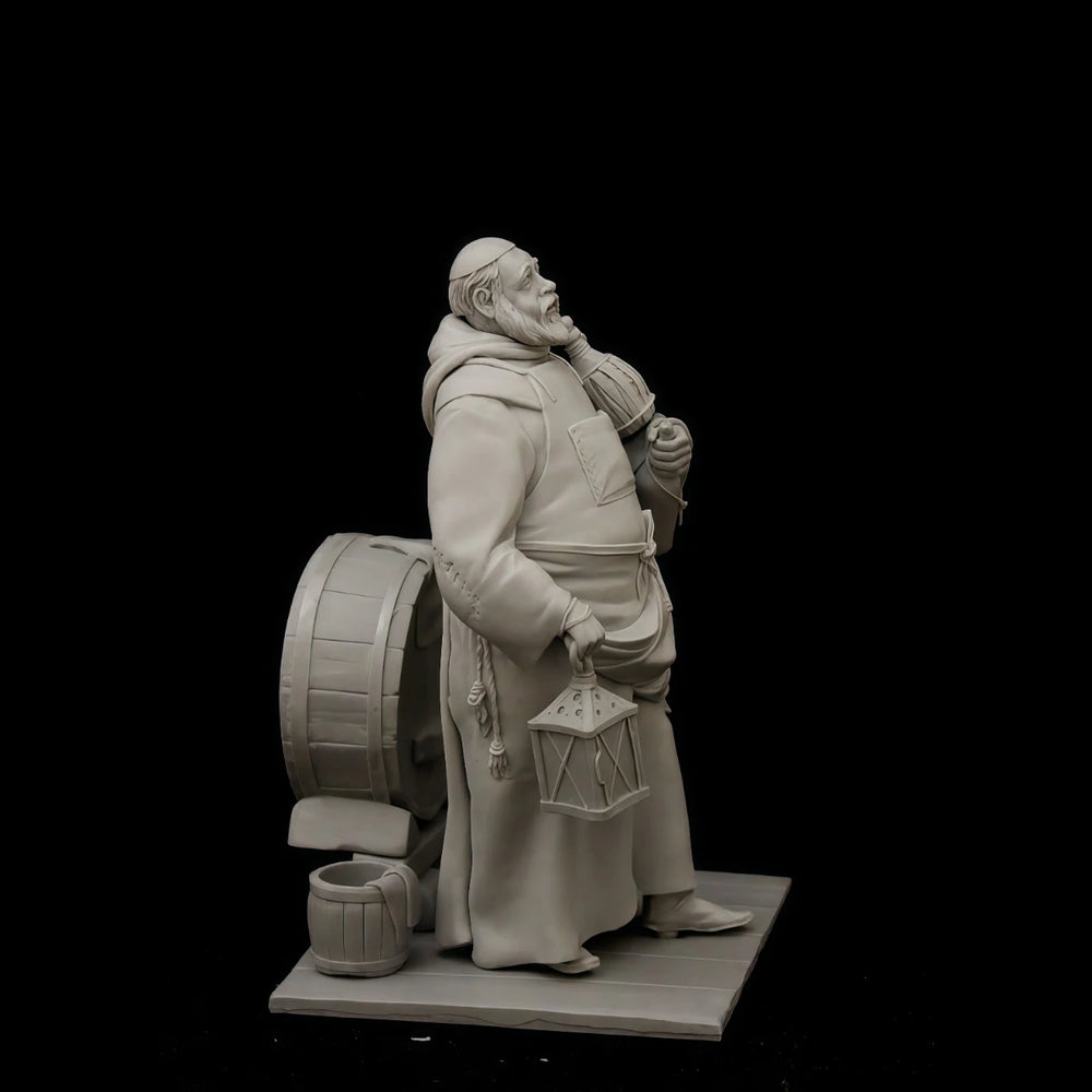 75mm Medieval Monk with Cooking Pots, Resin Model Figure Kit, Unassembled and Unpainted