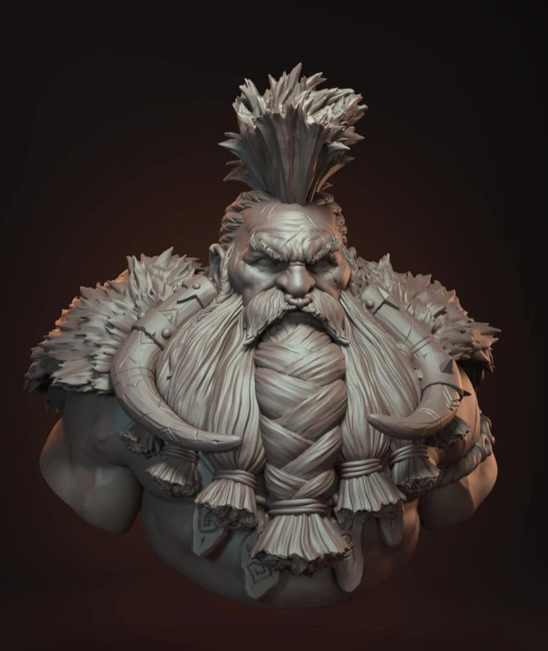 1/12 Dwarf King with Braided Beard, Resin Model Bust Kit, Fantasy Theme, Unassembled and Unpainted