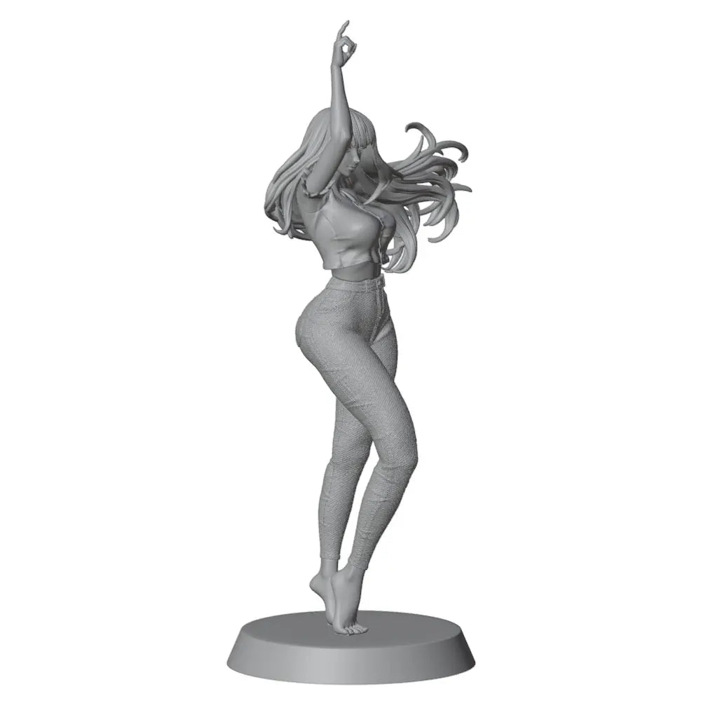 75mm Woman in Crop Top Raising Fist, Resin Model Figure Kit, Unassembled and Unpainted