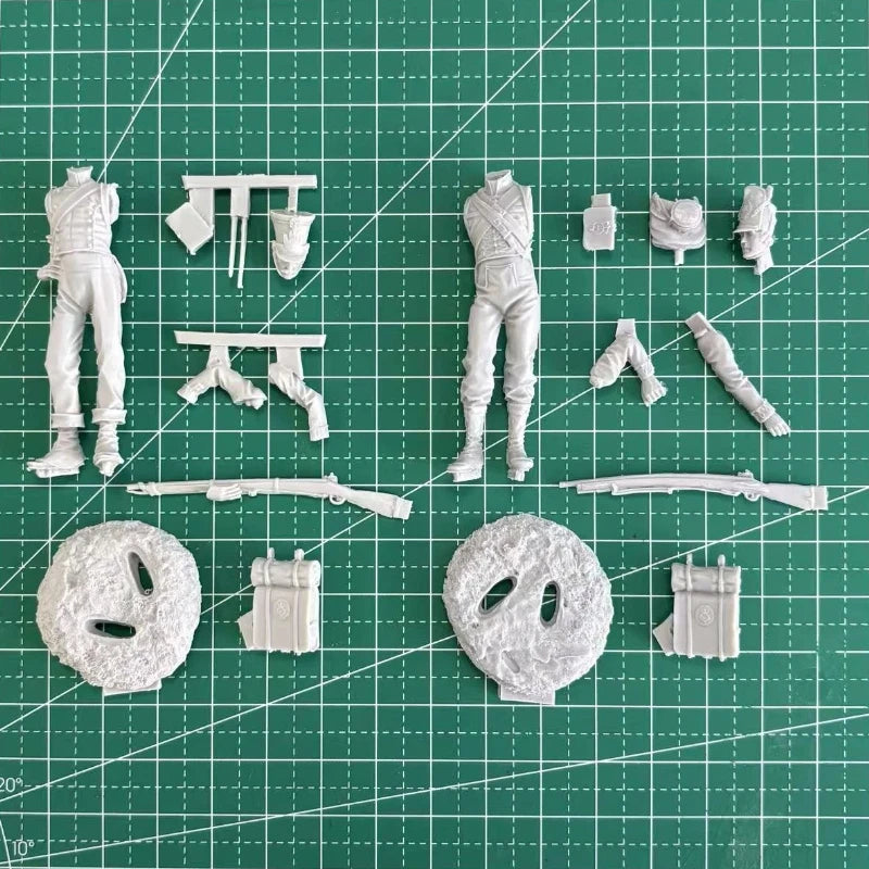 54mm Napoleonic Infantry Soldiers, 2 Figures, Resin Model Figure Kit, Unassembled and Unpainted