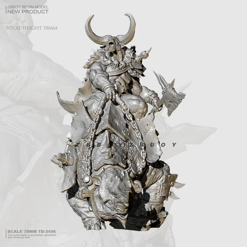 75mm Bull-Headed Fantasy Knight, Resin Model Figure Kit, Fantasy Theme, Unassembled and Unpainted