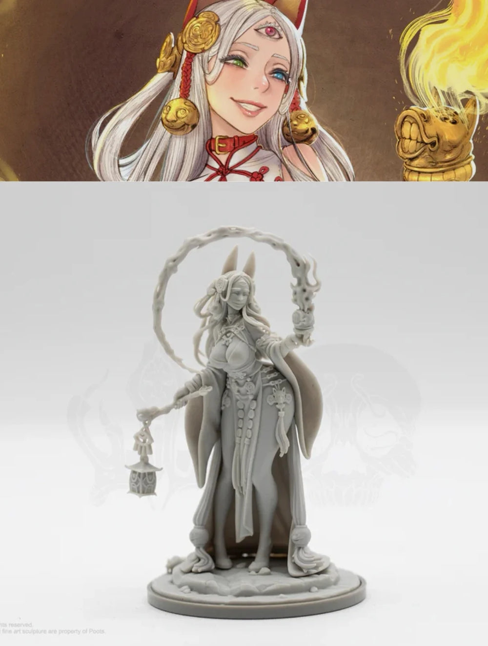 50mm Sorceress with Staff, Resin Model Figure Kit, Fantasy Theme, Unassembled and Unpainted