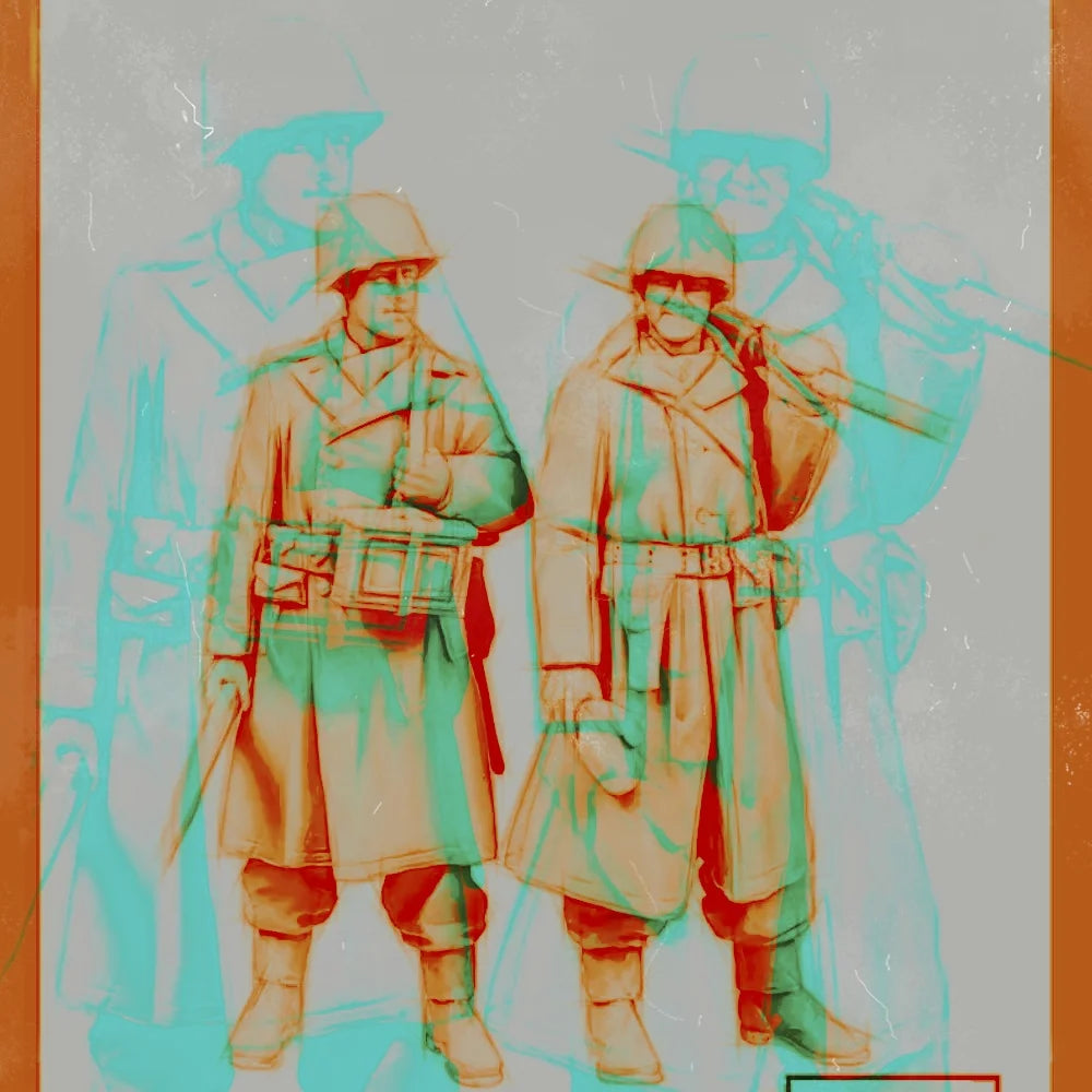 1/35 WWII US Infantry Armed in Overcoats, 2 Figures, Resin Model Figure Kit, Unassembled and Unpainted