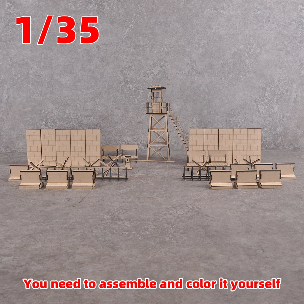 1/35 Modern Military Checkpoint Barrier, 4 Figures, Resin Model Diorama Kit, Unassembled and Unpainted