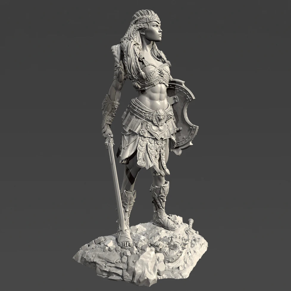 75mm Medieval Fantasy Warrior, Resin Model Figure Kit, Fantasy Theme, Unassembled and Unpainted