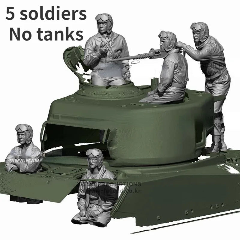 1/16 WWII US Infantry Squad in Combat Poses, 5 Figures, Resin Model Figure Kit, Unassembled and Unpainted