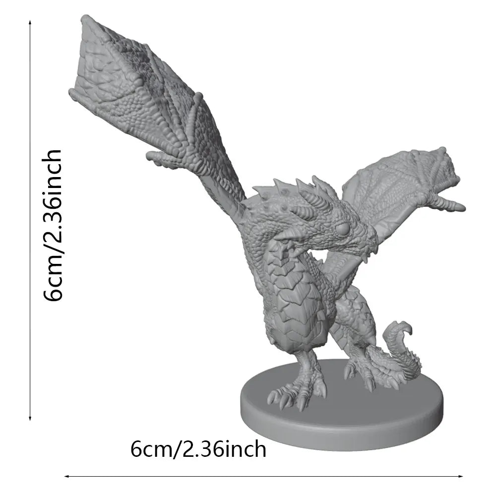 60mm Dragons, 6 Figures, Resin Model Creature Kit, Fantasy Theme, Unassembled and Unpainted
