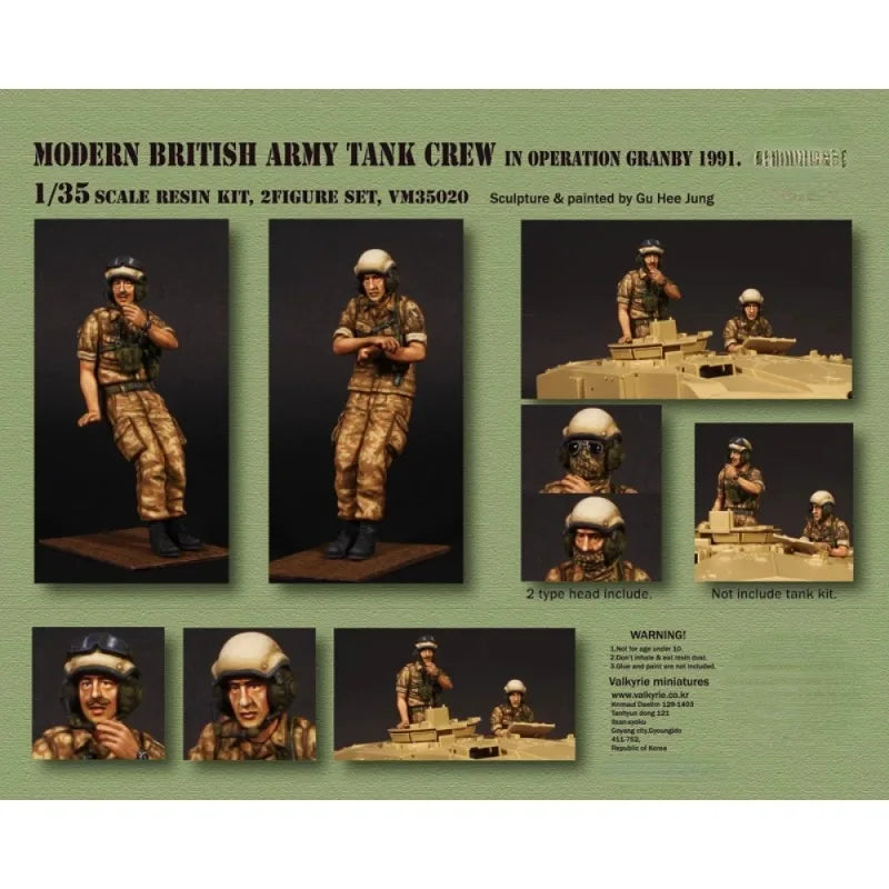 1/35 Modern British Army Tank Crew Operation Granby, 2 Figures, Resin Model Figure Kit, Unassembled and Unpainted