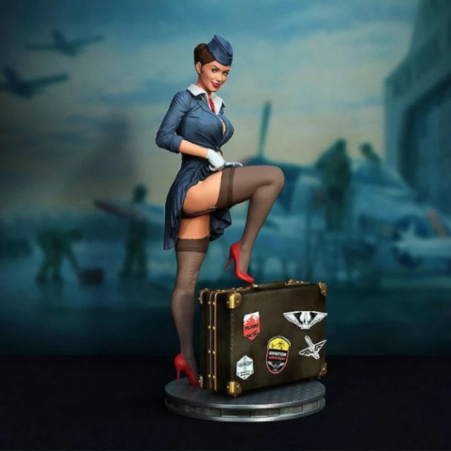 1/24 WWII Stewardess Pinup, Resin Model Figure Kit, Unassembled and Unpainted