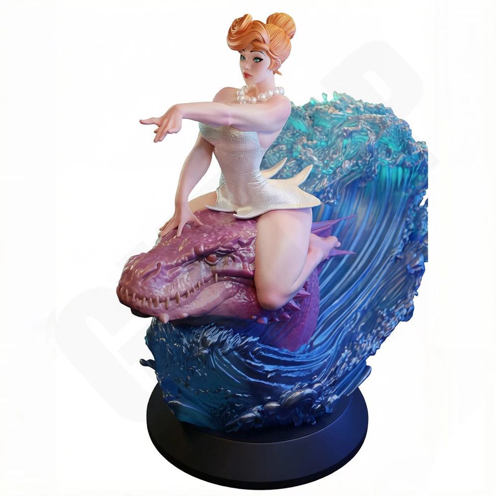 1/24 Woman Riding Crocodile, Resin Model Figure Kit, Unassembled and Unpainted
