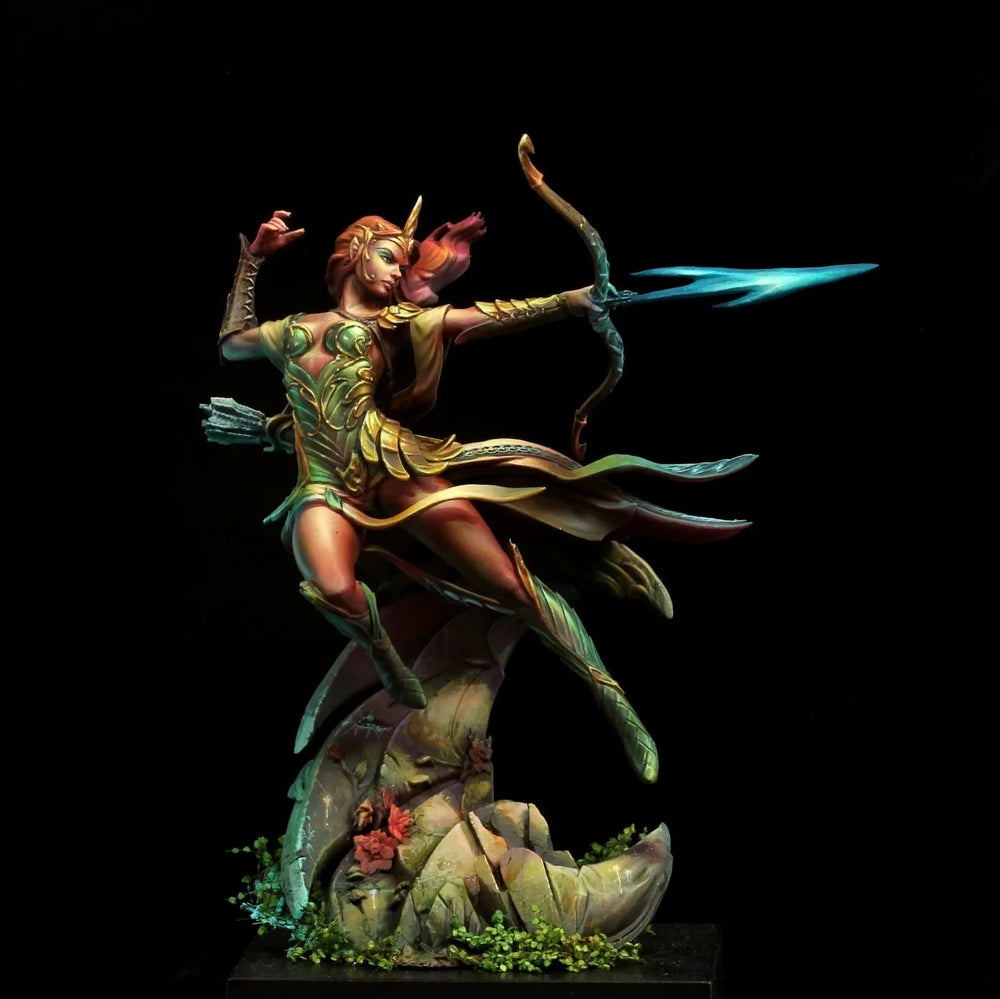 Medieval Elf Warrior Archer Moon Arrow, Resin Model Figure Kit, Unassembled and Unpainted