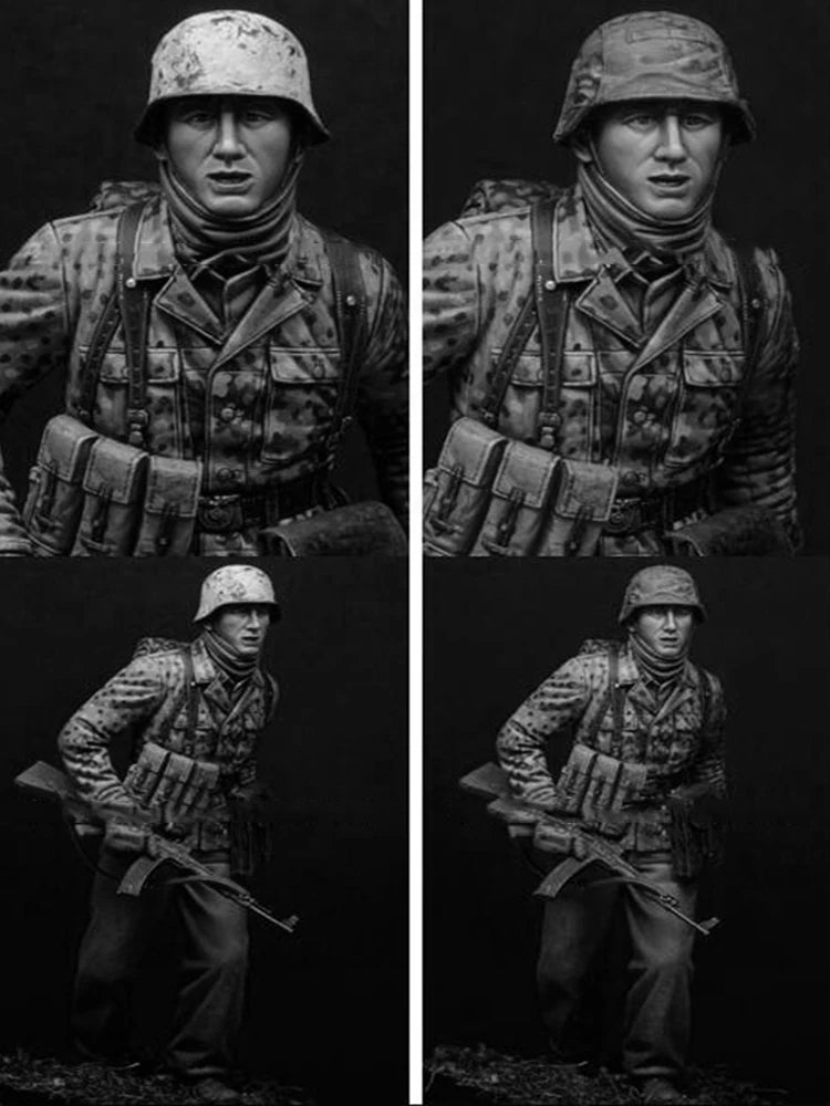 1/16 WWII German Infantryman Shouldering Rifle, Resin Model Figure Kit, Unassembled and Unpainted