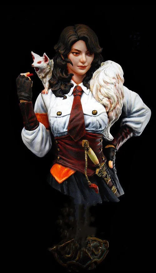 1/10 Sorceress with White Fox Familiar, Resin Model Figure Kit, Fantasy Theme, Unassembled and Unpainted