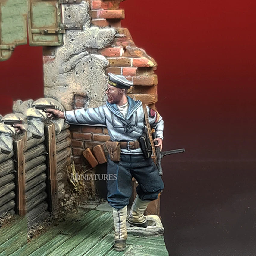 1/35 WWI British Infantry at Sandbag Emplacement, 2 Figures, Resin Model Figure Kit, Unassembled and Unpainted