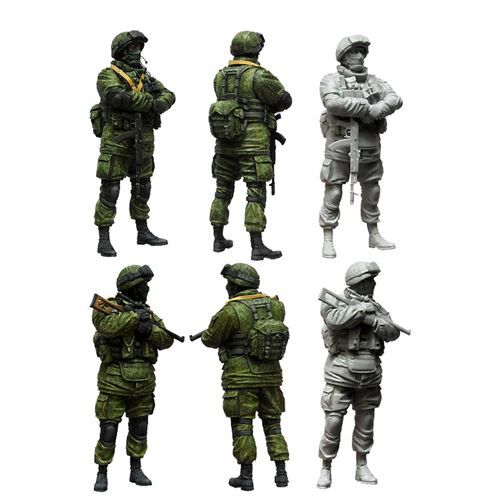1/35 Modern Russian Combat Infantry in Digital Camouflage, 6 Figures, Resin Model Figure Kit, Unassembled and Unpainted