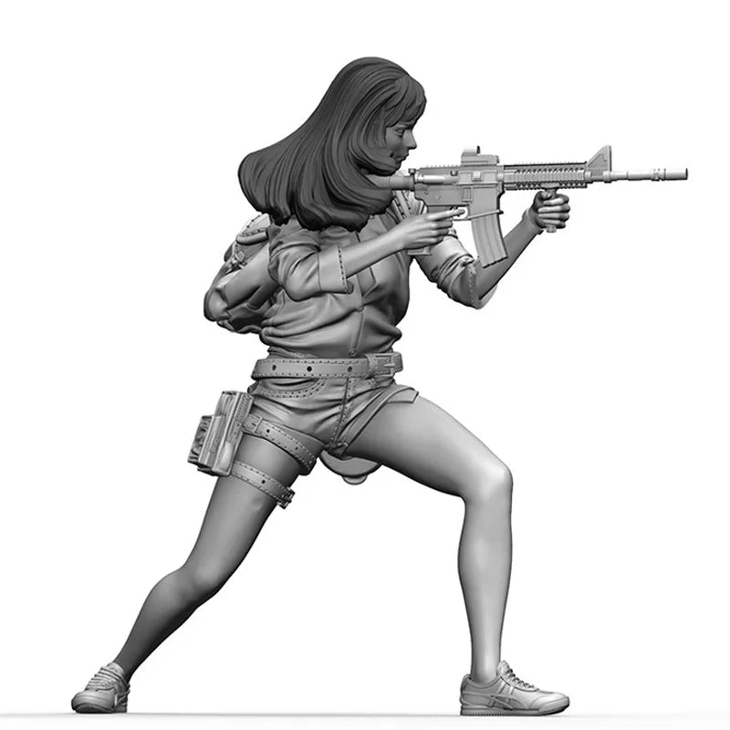 1/35 Modern Tactical Operator with Long Dark Hair, Resin Model Figure Kit, Unassembled and Unpainted