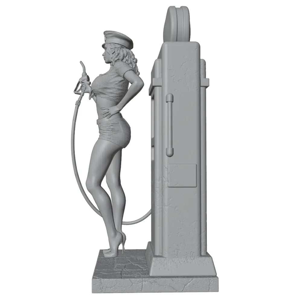 1/24 Pinup Gas Station Girl, 5 Figures, Resin Model Figure Kit, Unassembled and Unpainted