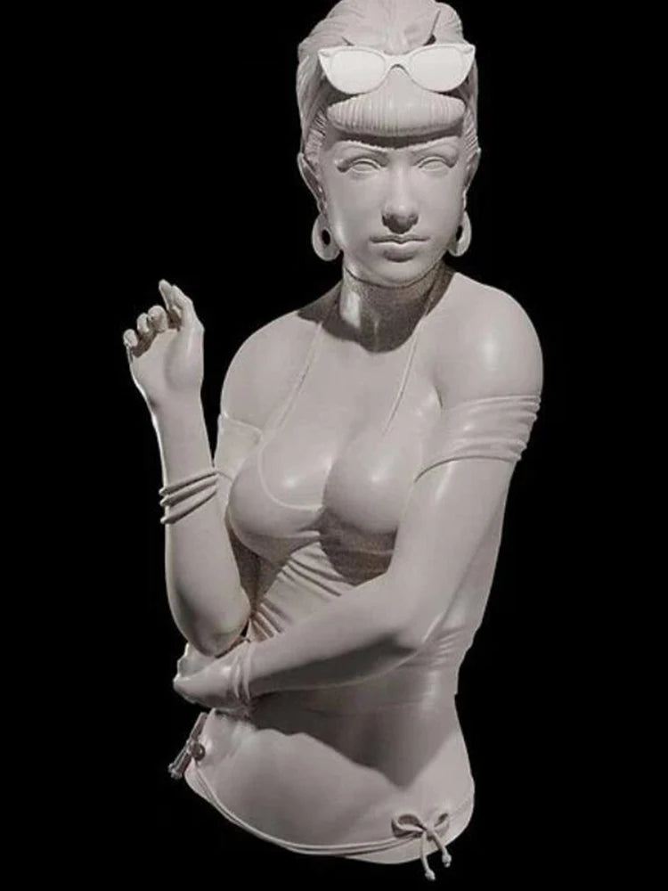1/12 Modern Steampunk Female Aviator, Resin Model Bust Kit, Unassembled and Unpainted