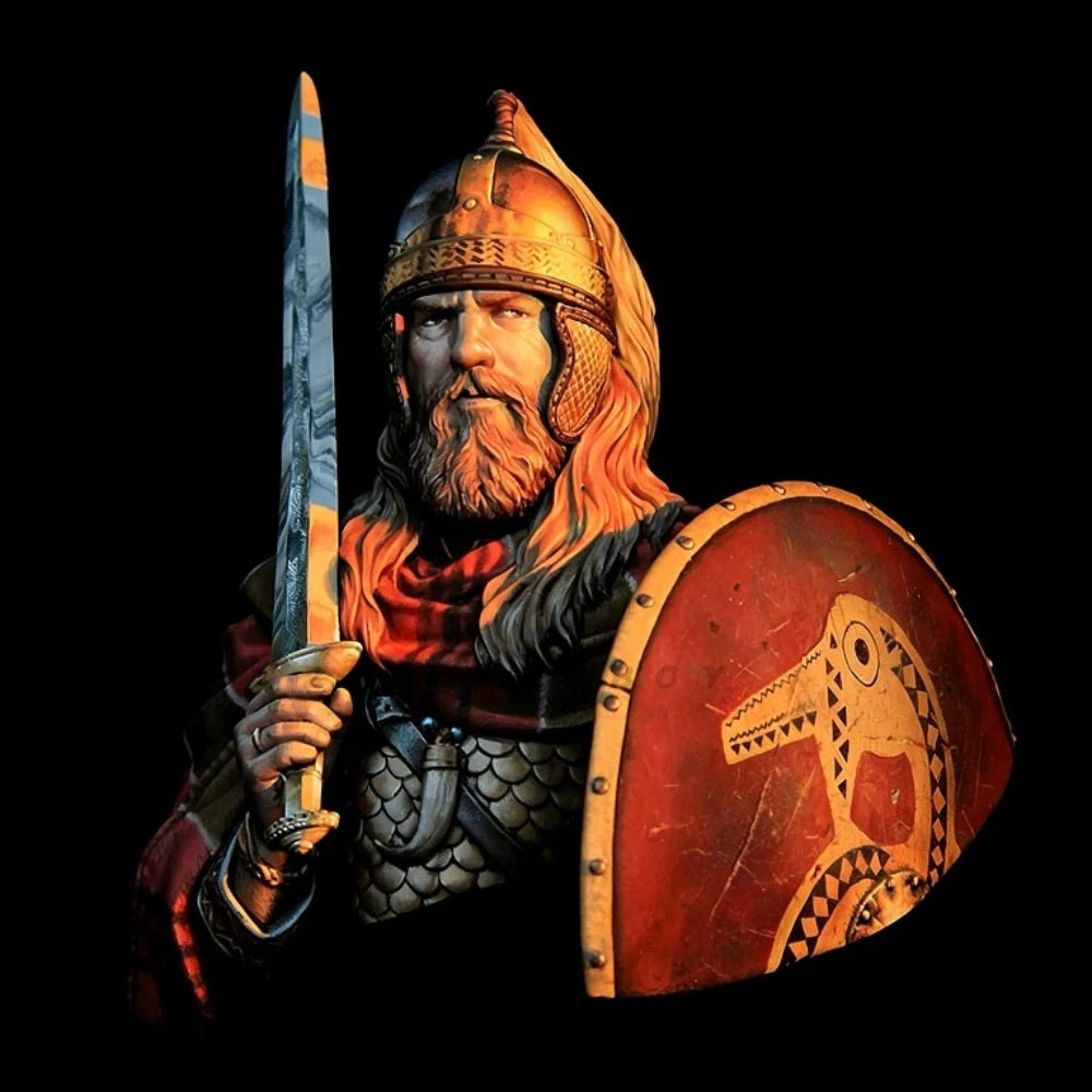 1/10 Medieval Saxon Warrior, Resin Model Bust Kit, Unassembled and Unpainted