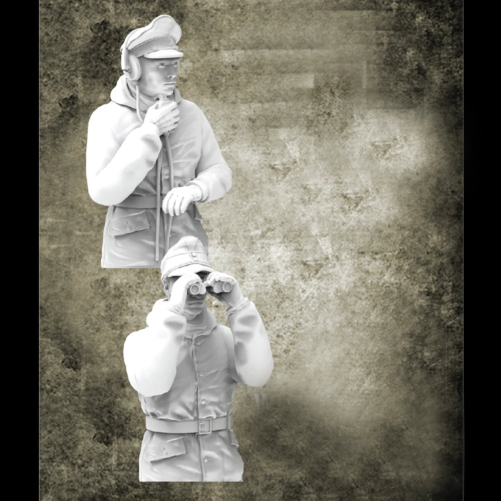 1/35 WWI Soviet Tank Crew Commander and Observer, 2 Figures, Resin Model Bust Kit, Unassembled and Unpainted