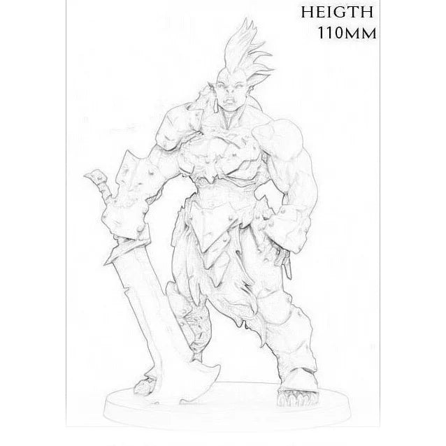 110mm Orc Warrior, Resin Model Figure Kit, Fantasy Theme, Unassembled and Unpainted