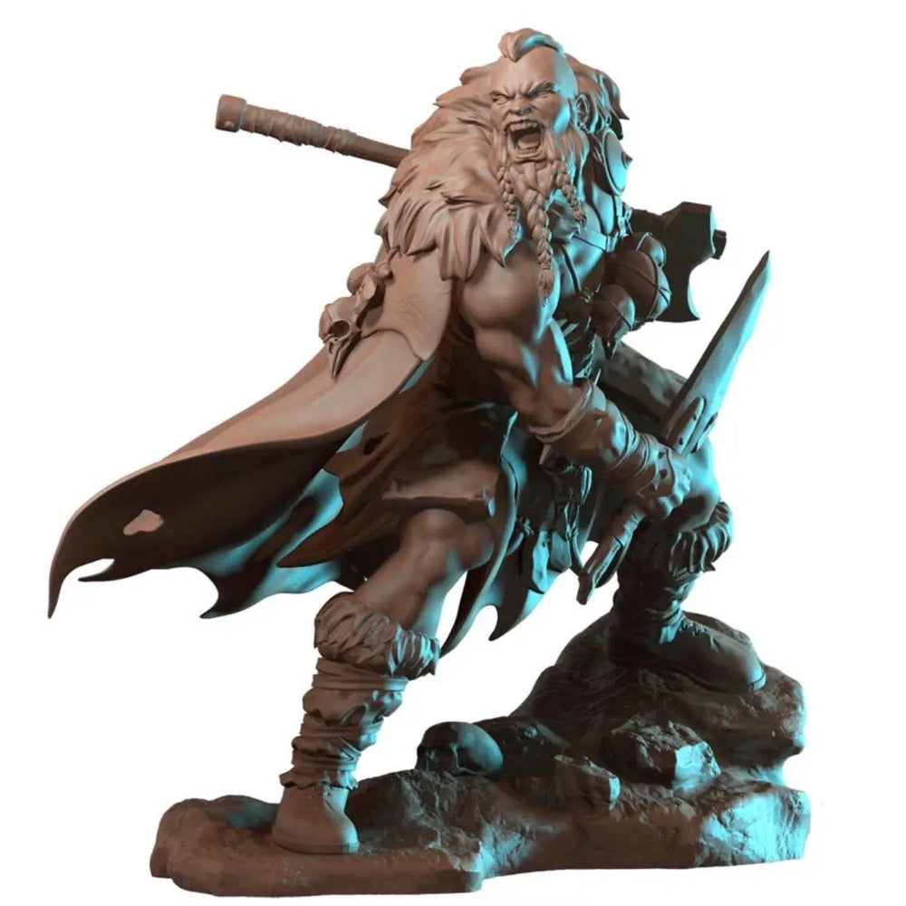 1/24 Barbarian Warrior with Mystical Effects, Resin Model Figure Kit, Fantasy Theme, Unassembled and Unpainted