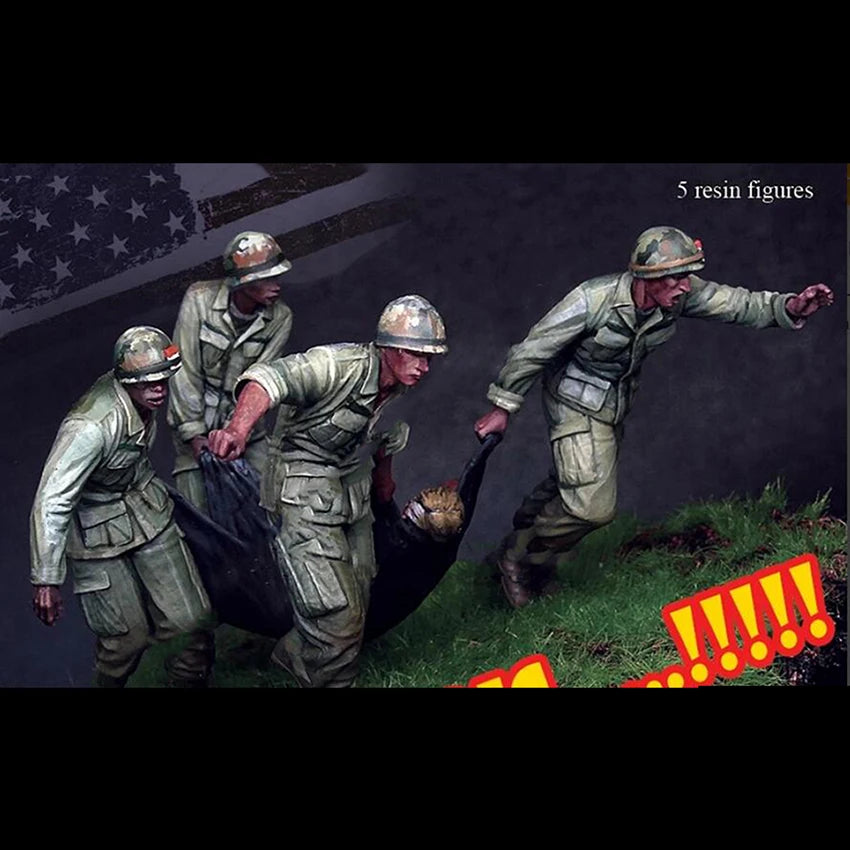 1/35 Modern Military Medic Team, 5 Figures, Resin Model Figure Kit, Unassembled and Unpainted