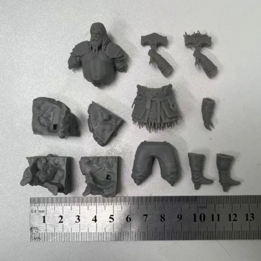75mm Medieval Red-Bearded Barbarian with Twin Axes and Pauldrons, Resin Model Figure Kit, Unassembled and Unpainted