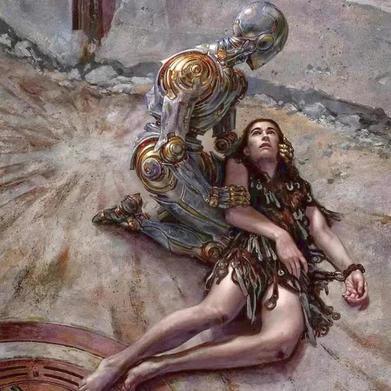 1/24 Steampunk Robot & Woman, Resin Model Figure Kit, Fantasy Theme, Unassembled and Unpainted