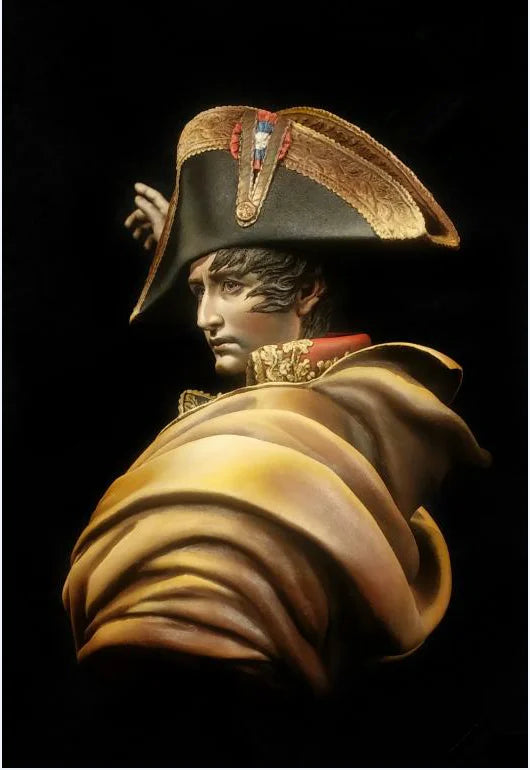 1/9 Napoleonic Officer in Black Bicorne Hat Arm Raised, Resin Model Bust Kit, Unassembled and Unpainted
