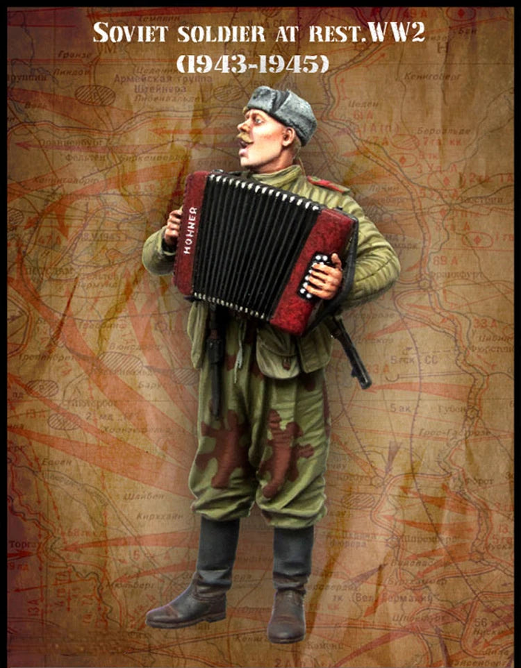 1/35 WWII Soviet Infantry at Rest with Accordions, Resin Model Figure Kit, Unassembled and Unpainted