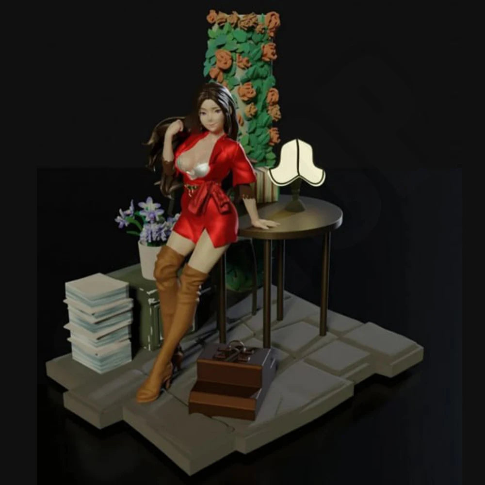 1/24 Pin-up Woman, Resin Model Diorama Kit, Unassembled and Unpainted