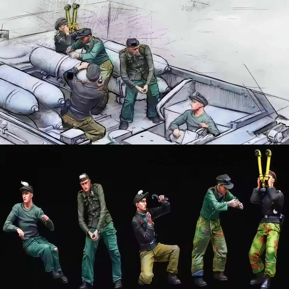 1/35 Modern Commandos Deploying from Inflatable Boat, 5 Figures, Resin Model Figure Kit, Unassembled and Unpainted