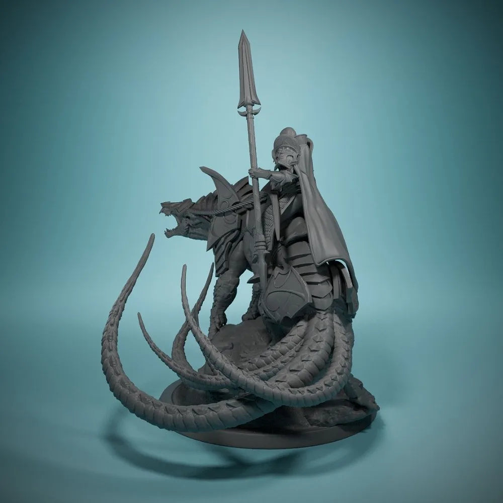 Medieval Fantasy Mounted Knight, Resin Model Figure Kit, Unassembled and Unpainted