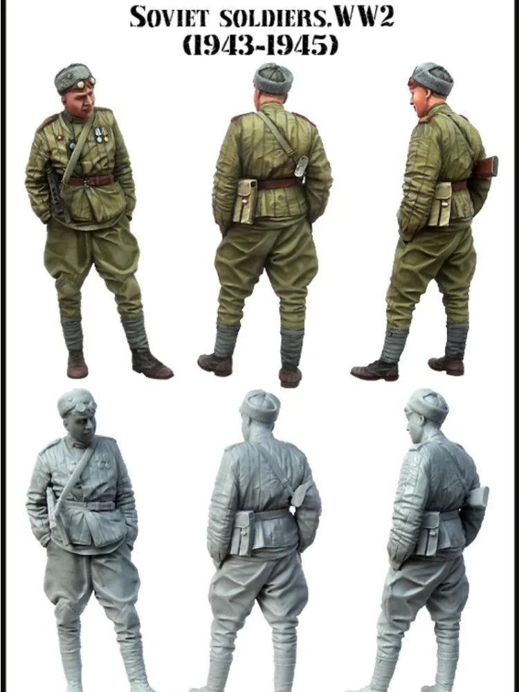 1/35 WWII Soviet Infantry Standing Poses, 6 Figures, Resin Model Figure Kit, Unassembled and Unpainted