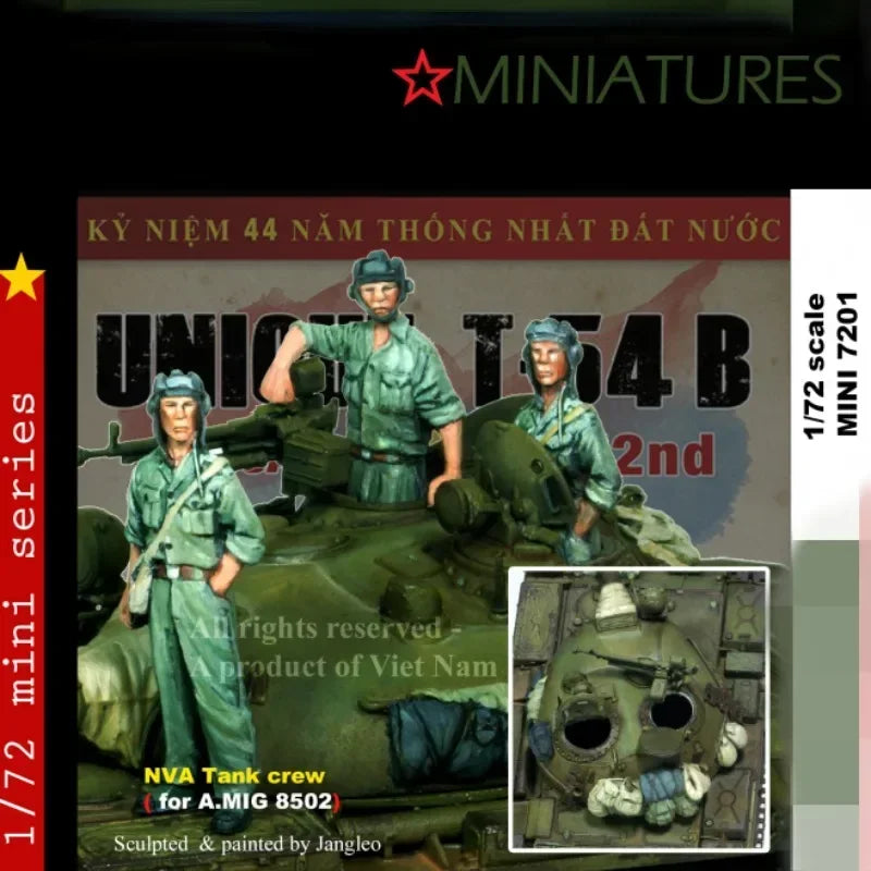 1/72 Vietnam War NVA Tank Crew, 4 Figures, Resin Model Figure Kit, Unassembled and Unpainted