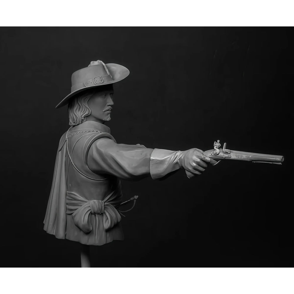 1/10 Napoleonic Officer with Plumed Bicorne and Cape, Resin Model Bust Kit, Unassembled and Unpainted