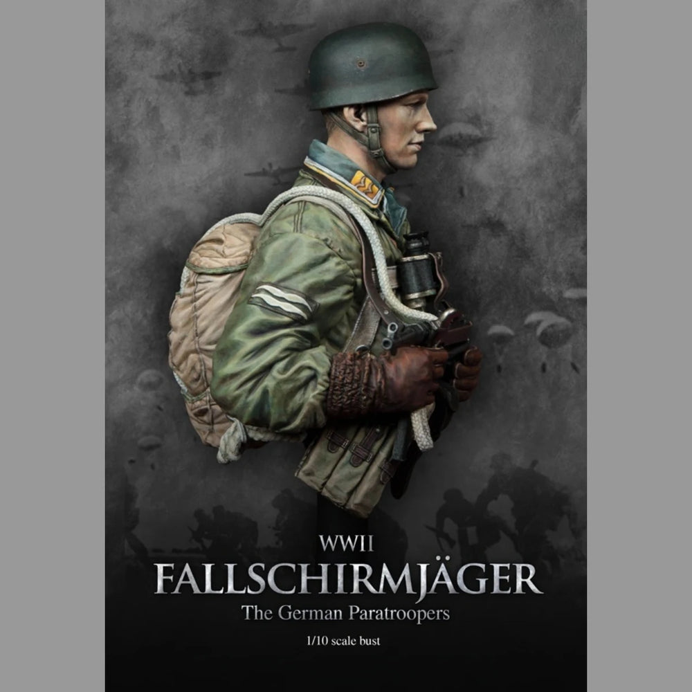 1/10 WWII German Fallschirmjäger with MP40, Resin Model Bust Kit, Unassembled and Unpainted