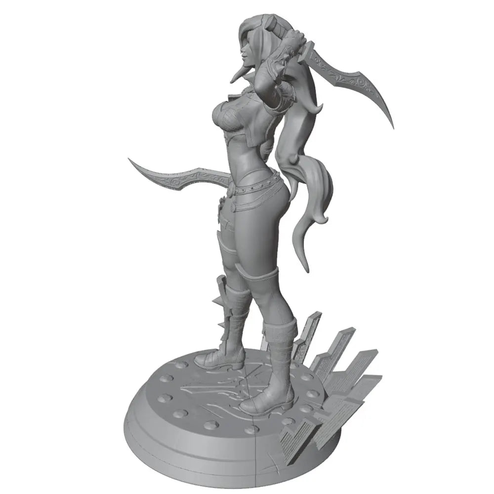 1/24 Female Warrior with Dual Swords, Resin Model Figure Kit, Fantasy Theme, Unassembled and Unpainted
