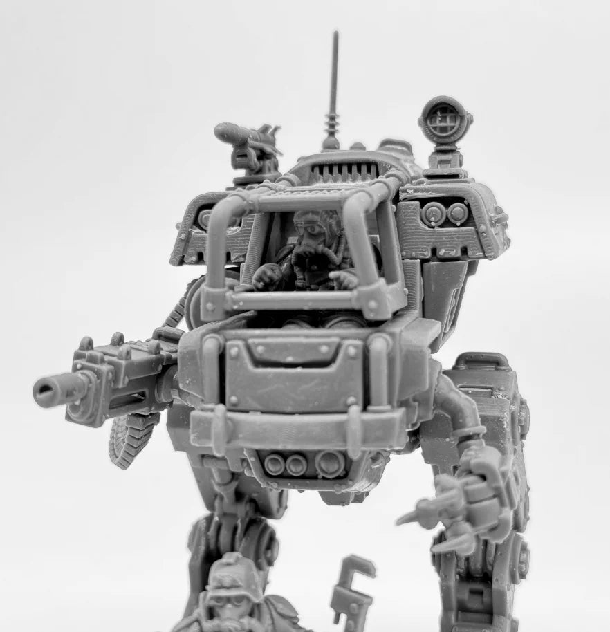 28mm Grimguard Walker MK1, 5 Figures, Resin Model Vehicle Kit, Sci-Fi Theme, Unassembled and Unpainted