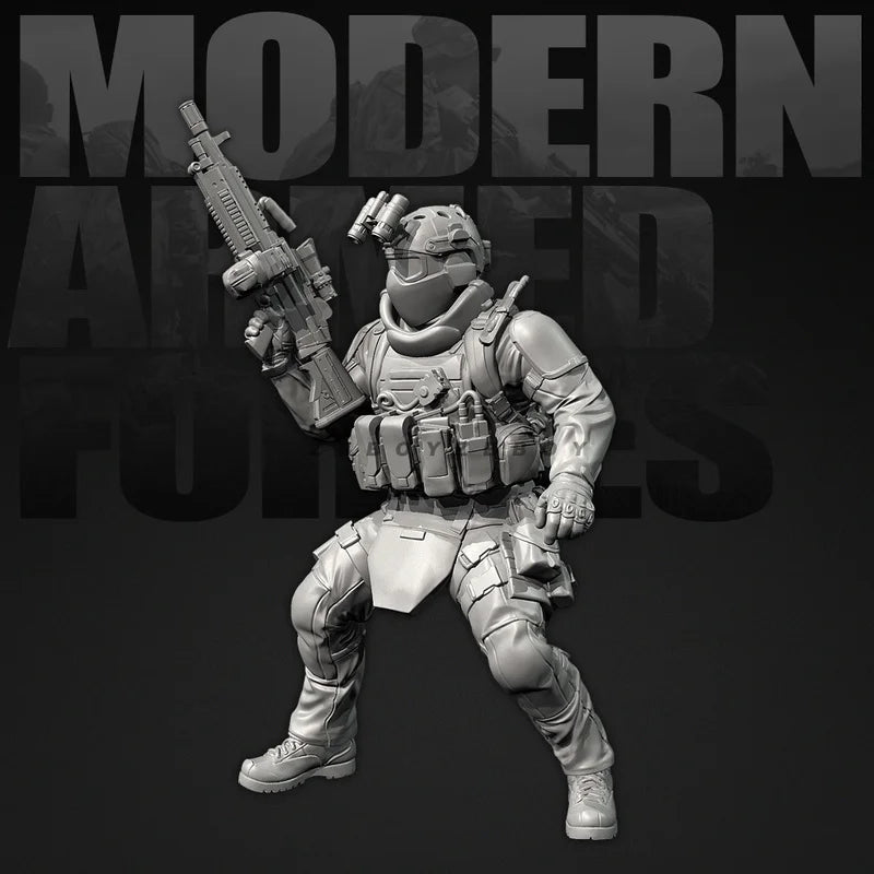 25mm Modern Tactical Operator Combat Ready, Resin Model Figure Kit, Unassembled and Unpainted