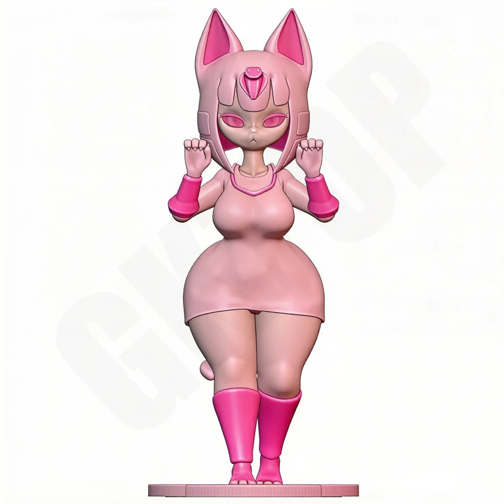 1/24 Cat-Eared Anime Female in Pinup Pose, Resin Model Figure Kit, Anime Theme, Unassembled and Unpainted