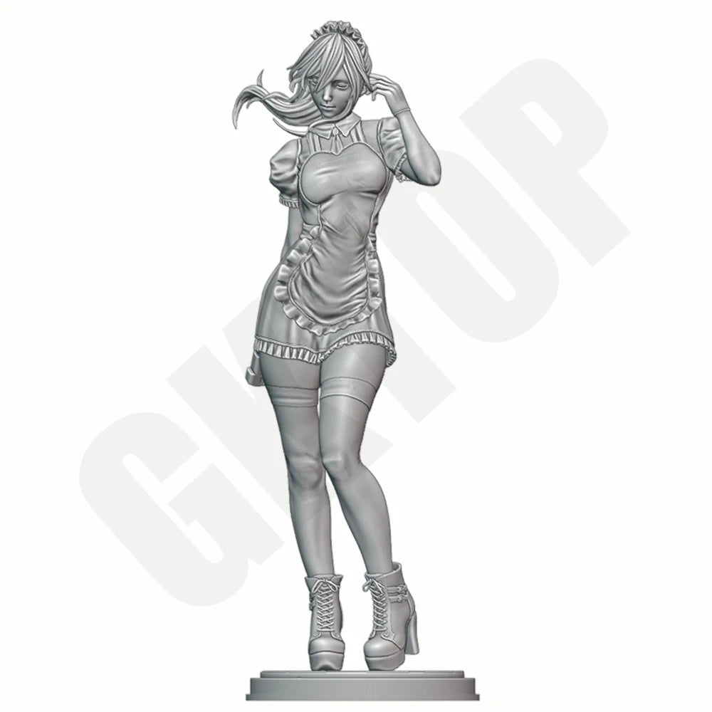 1/24 Maid with Gun, Resin Model Figure Kit, Anime Theme, Unassembled and Unpainted