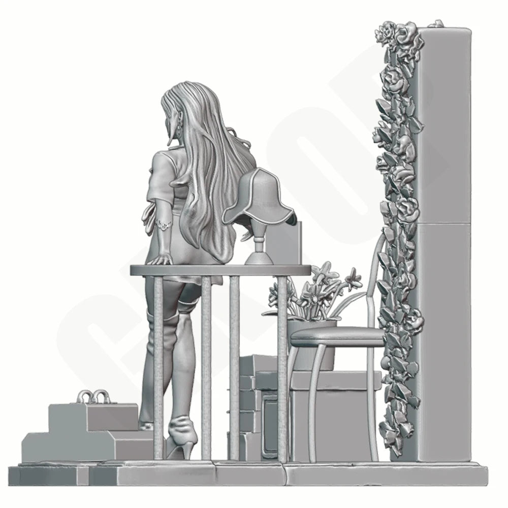 1/24 Pin-up Woman, Resin Model Diorama Kit, Unassembled and Unpainted