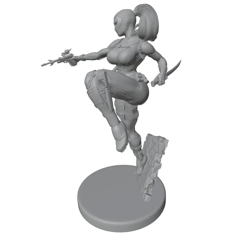 75mm Armored Commando with Rifle and Katana, Resin Model Figure Kit, Anime Theme, Unassembled and Unpainted