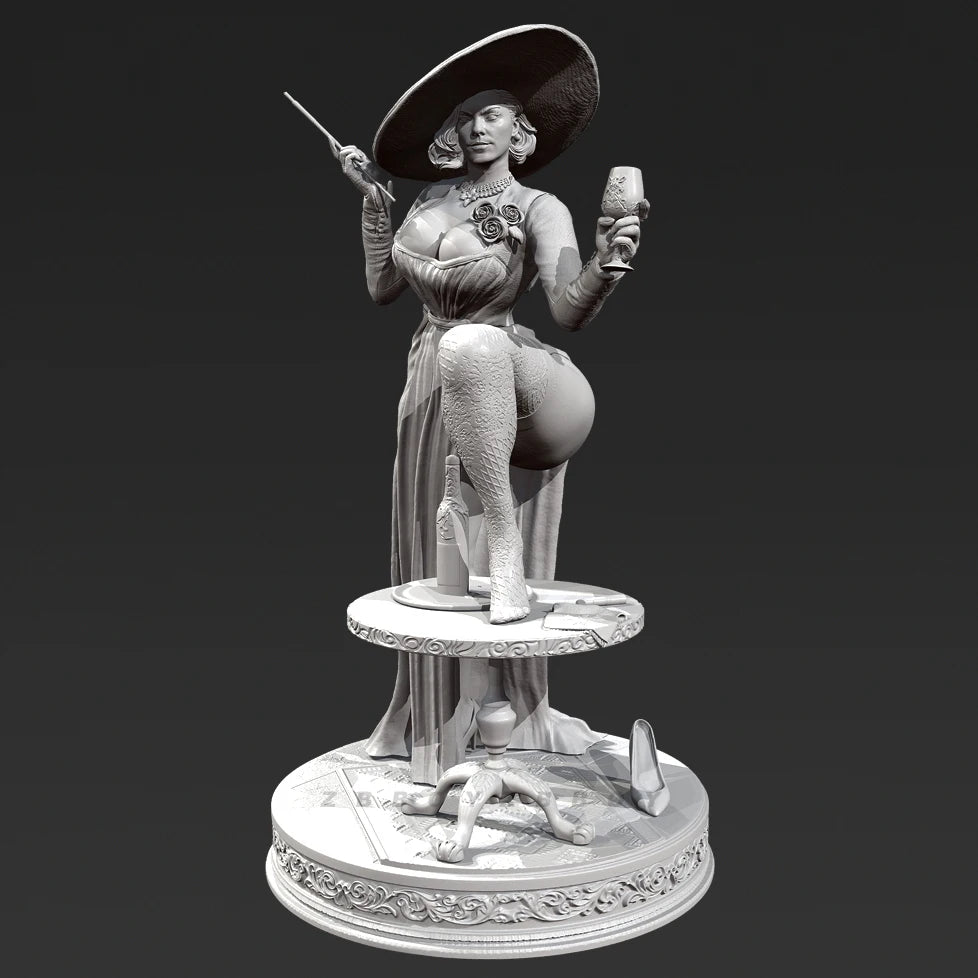 90mm Female Pirate with Cutlass and Goblet, Resin Model Figure Kit, Fantasy Theme, Unassembled and Unpainted
