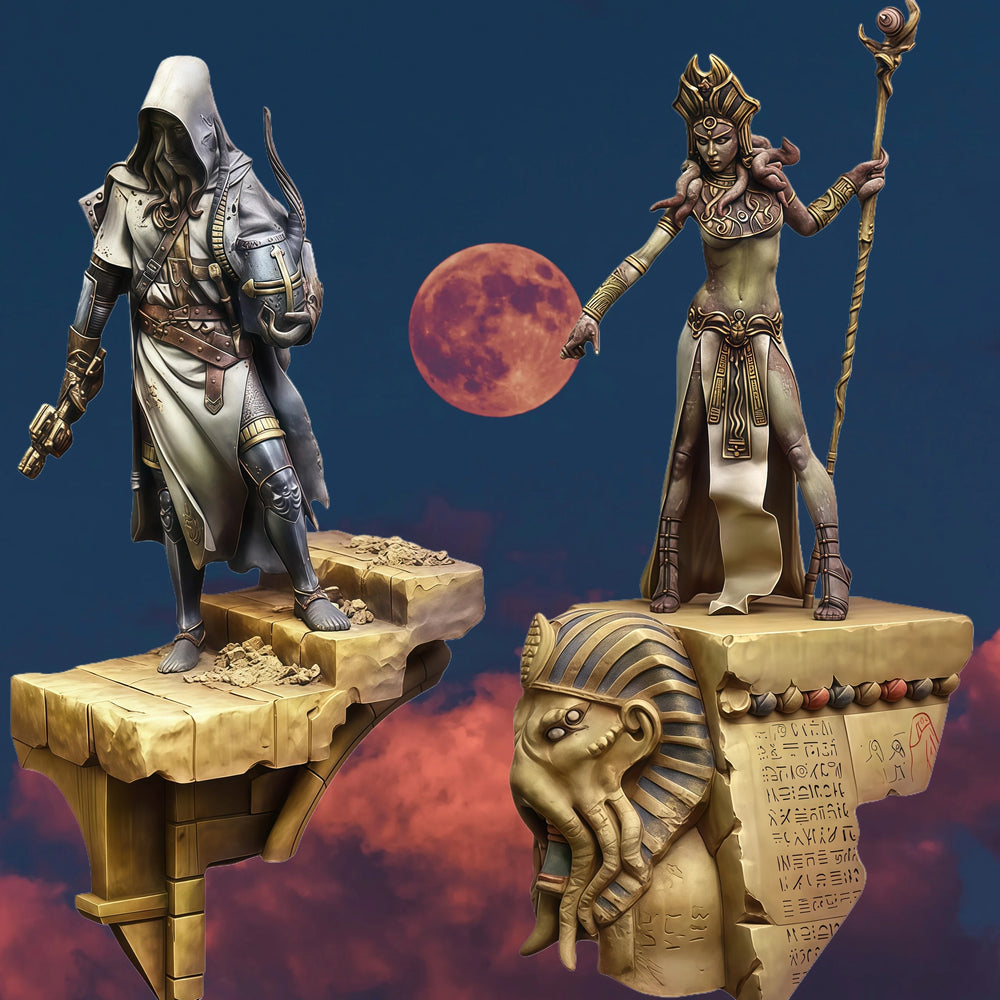 1/24 Octopus Mages, 2 Figures, Resin Model Figure Kit, Fantasy Theme, Unassembled and Unpainted