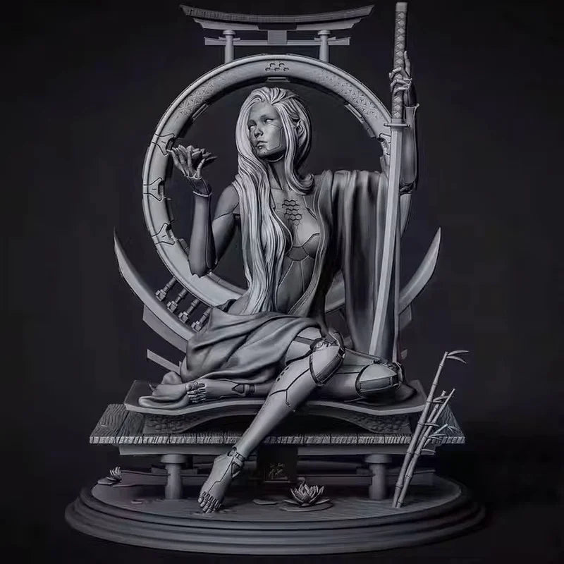 75mm Female Android Robot, Resin Model Figure Kit, Sci-Fi Theme, Unassembled and Unpainted